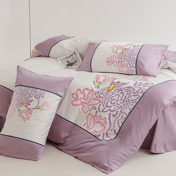 91家纺网 家纺一手货源 找家纺 波比可可 2026新款50s长绒棉纯棉全棉居家轻奢四件套 清宁