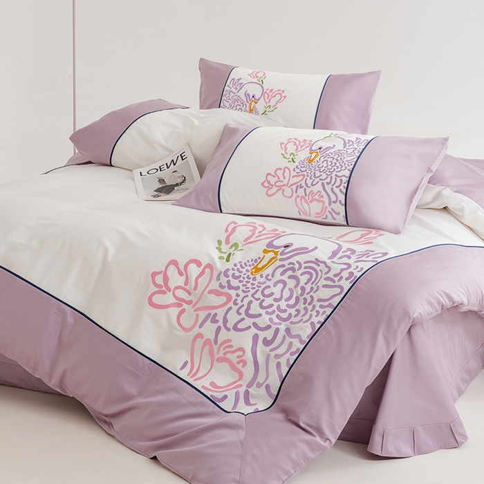 91家纺网 家纺一手货源 找家纺 波比可可 2026新款50s长绒棉纯棉全棉居家轻奢四件套 清宁