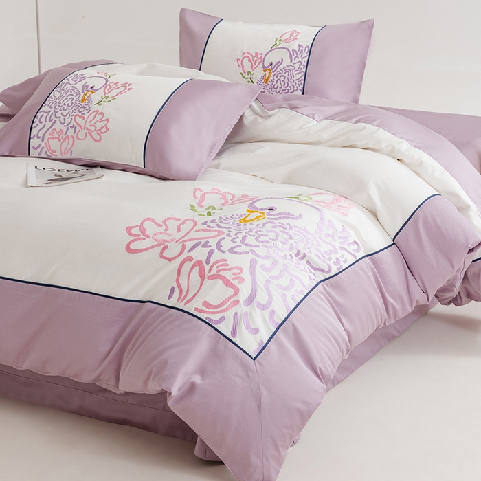 91家纺网 家纺一手货源 找家纺 波比可可 2026新款50s长绒棉纯棉全棉居家轻奢四件套 清宁