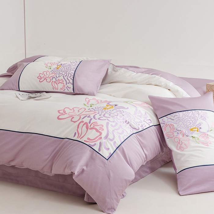 91家纺网 家纺一手货源 找家纺 波比可可 2026新款50s长绒棉纯棉全棉居家轻奢四件套 清宁