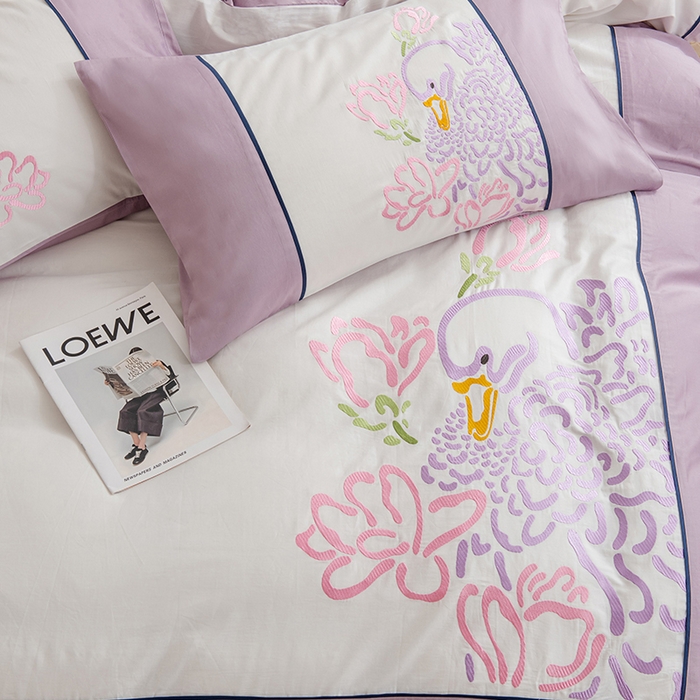 91家纺网 家纺一手货源 找家纺 波比可可 2026新款50s长绒棉纯棉全棉居家轻奢四件套 清宁