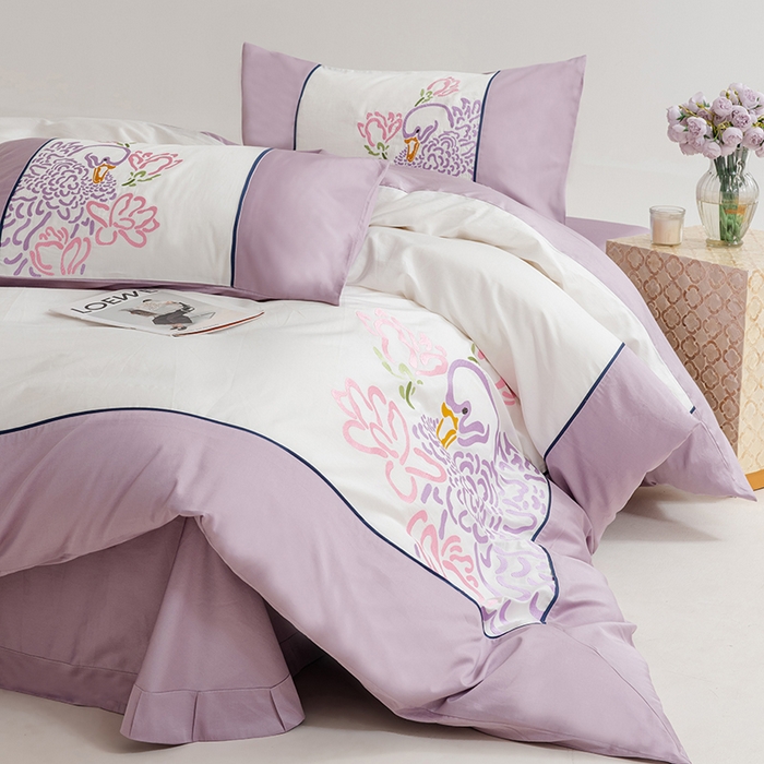 91家纺网 家纺一手货源 找家纺 波比可可 2026新款50s长绒棉纯棉全棉居家轻奢四件套 清宁