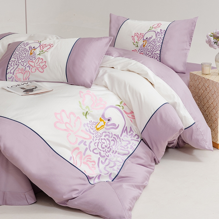 91家纺网 家纺一手货源 找家纺 波比可可 2026新款50s长绒棉纯棉全棉居家轻奢四件套 清宁