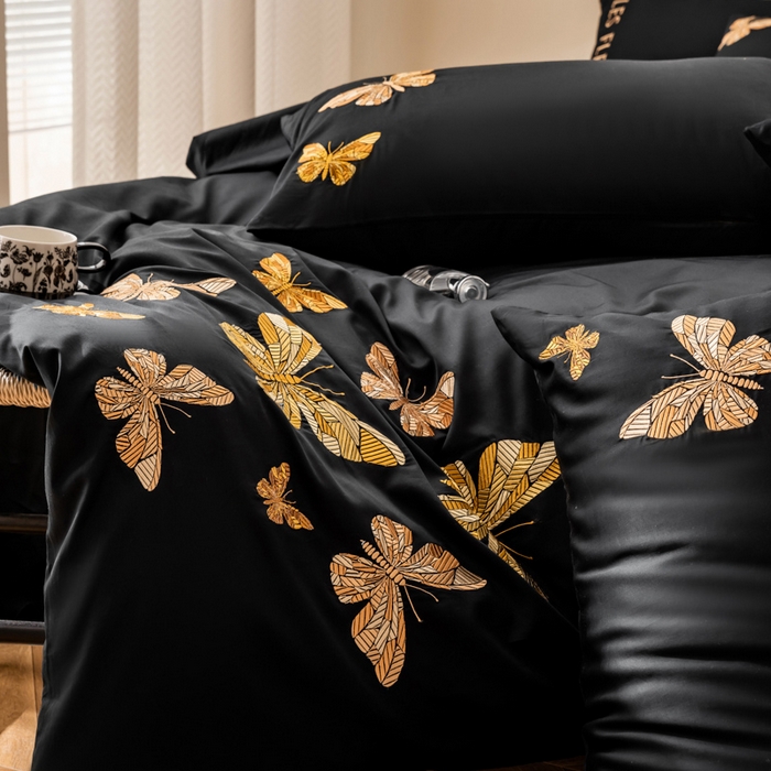 91家纺网 家纺一手货源 找家纺 （总）波比可可 2026新款50s长绒棉纯棉全棉居家轻奢四件套-款式二