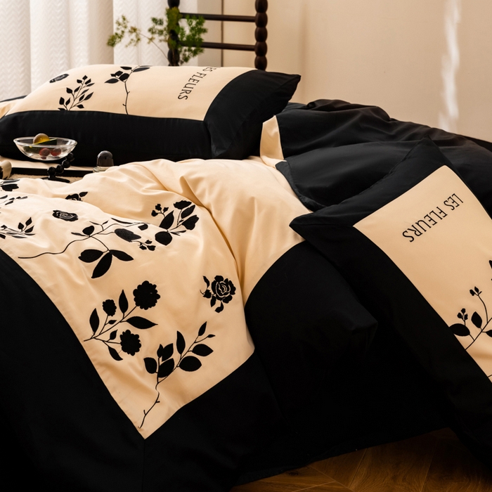 91家纺网 家纺一手货源 找家纺 波比可可 2026新款50s长绒棉纯棉全棉居家轻奢四件套-款式二 陌上花开