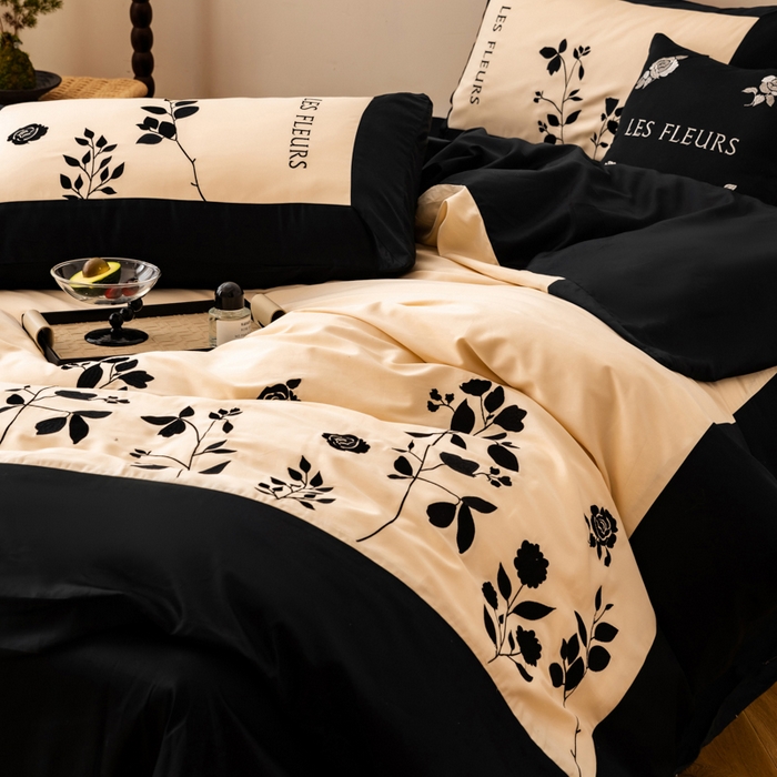 91家纺网 家纺一手货源 找家纺 波比可可 2026新款50s长绒棉纯棉全棉居家轻奢四件套-款式二 陌上花开