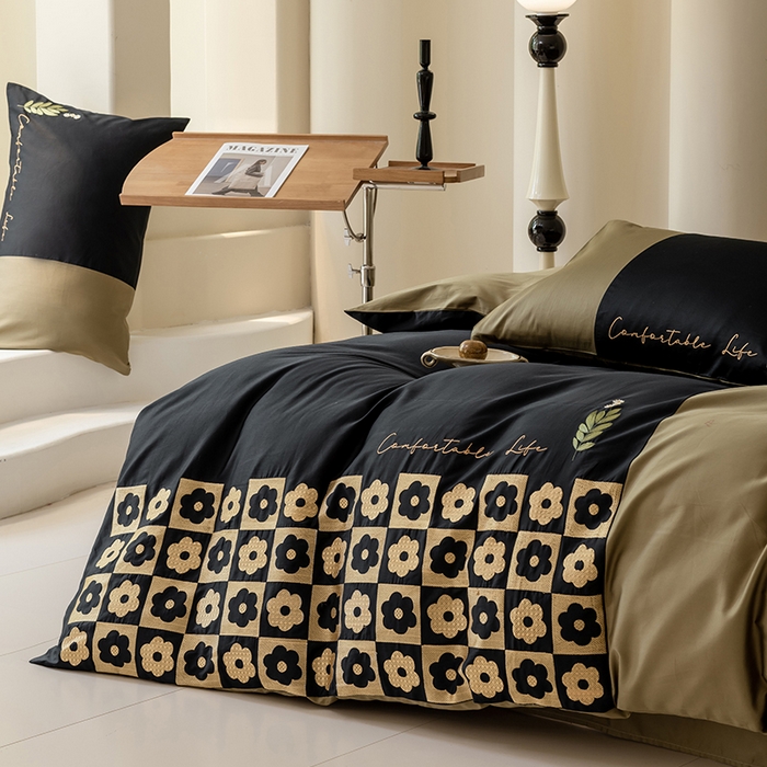 91家纺网 家纺一手货源 找家纺 波比可可 2026新款50s长绒棉纯棉全棉居家轻奢四件套-款式二 星空花园