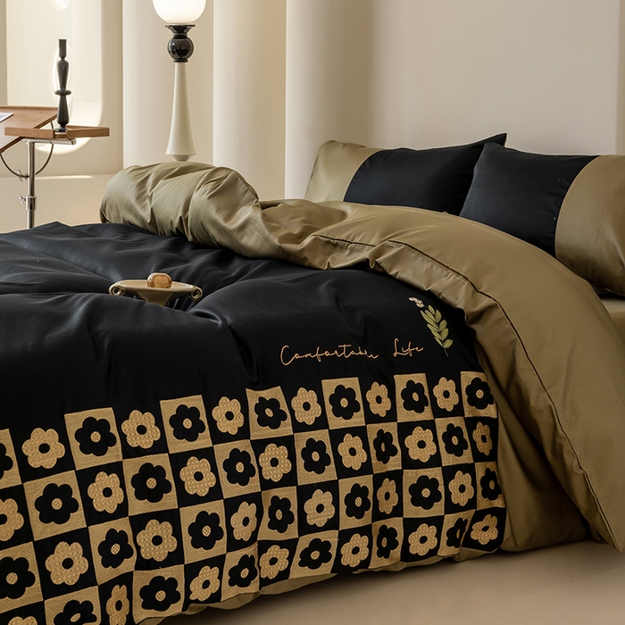 91家纺网 家纺一手货源 找家纺 波比可可 2026新款50s长绒棉纯棉全棉居家轻奢四件套-款式二 星空花园