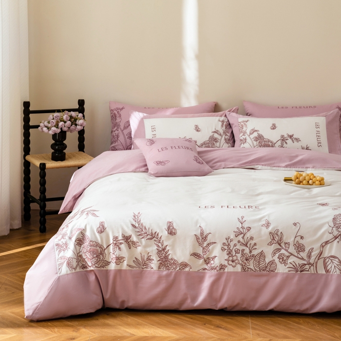 91家纺网 家纺一手货源 找家纺 （总）波比可可 2026新款50s长绒棉纯棉全棉居家轻奢四件套-款式三