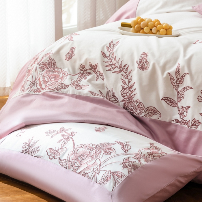 91家纺网 家纺一手货源 找家纺 （总）波比可可 2026新款50s长绒棉纯棉全棉居家轻奢四件套-款式三