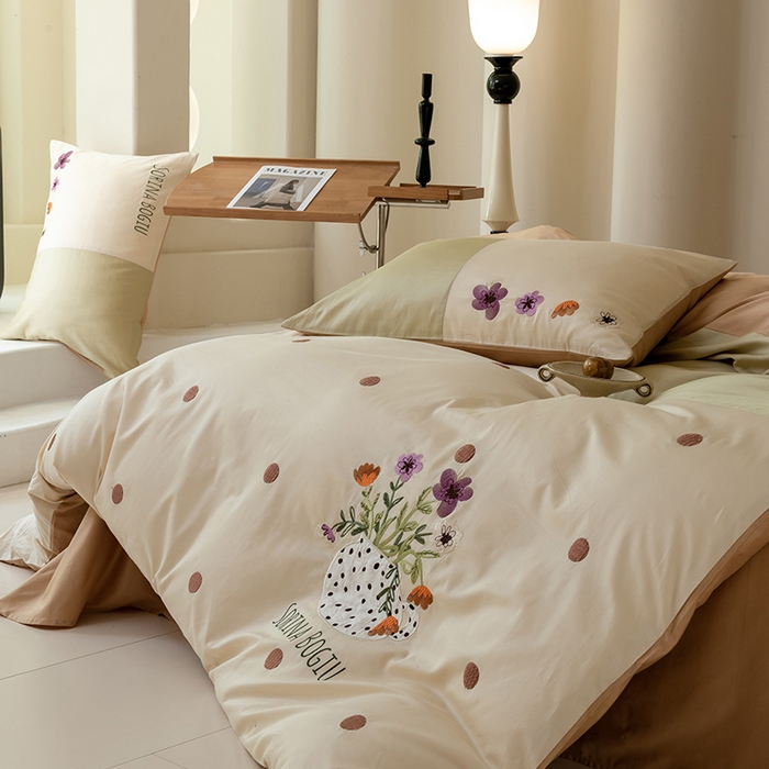 91家纺网 家纺一手货源 找家纺 （总）波比可可 2026新款50s长绒棉纯棉全棉居家轻奢四件套-款式三