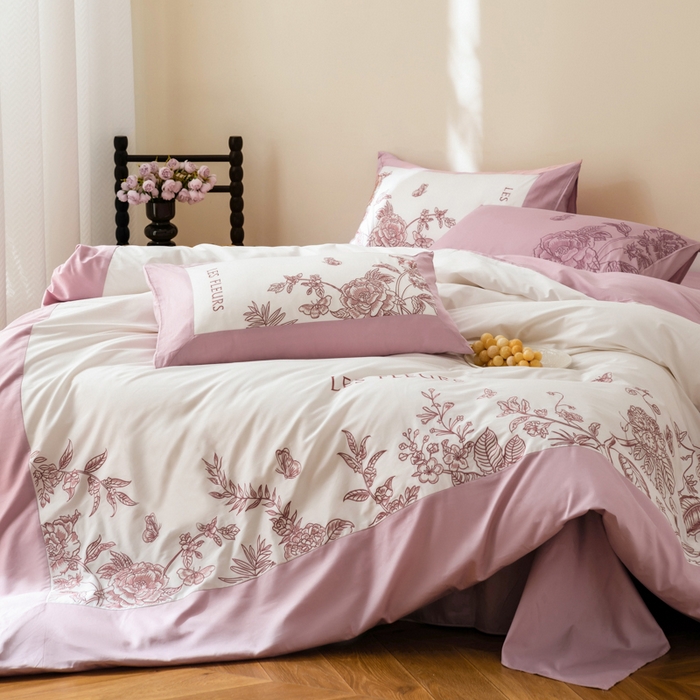 波比可可 2026新款50s长绒棉纯棉全棉居家轻奢四件套-款式三 满园春色