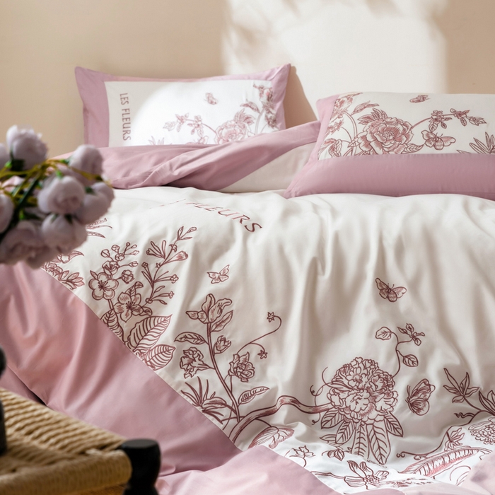 91家纺网 家纺一手货源 找家纺 波比可可 2026新款50s长绒棉纯棉全棉居家轻奢四件套-款式三 满园春色