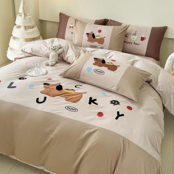 91家纺网 家纺一手货源 找家纺 （总）波比可可 2026新款全棉纯棉可爱刺绣四件套