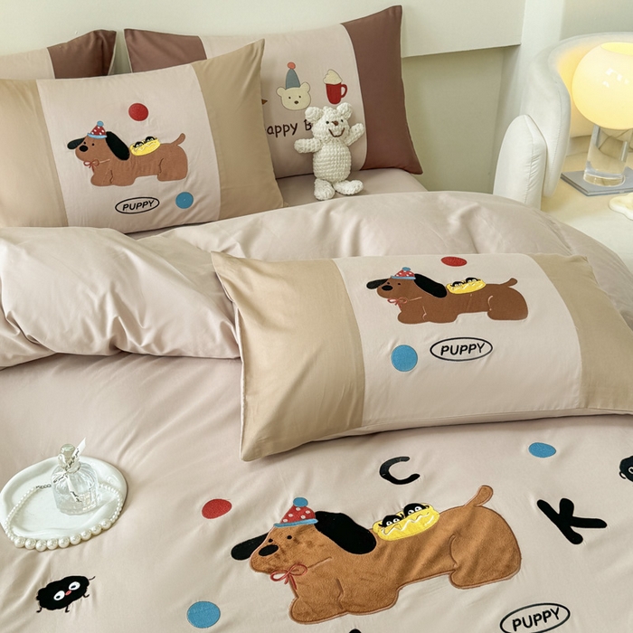 91家纺网 家纺一手货源 找家纺 （总）波比可可 2026新款全棉纯棉可爱刺绣四件套