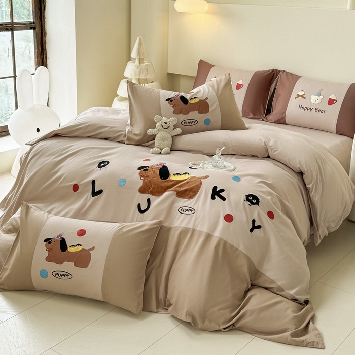 91家纺网 家纺一手货源 找家纺 （总）波比可可 2026新款全棉纯棉可爱刺绣四件套