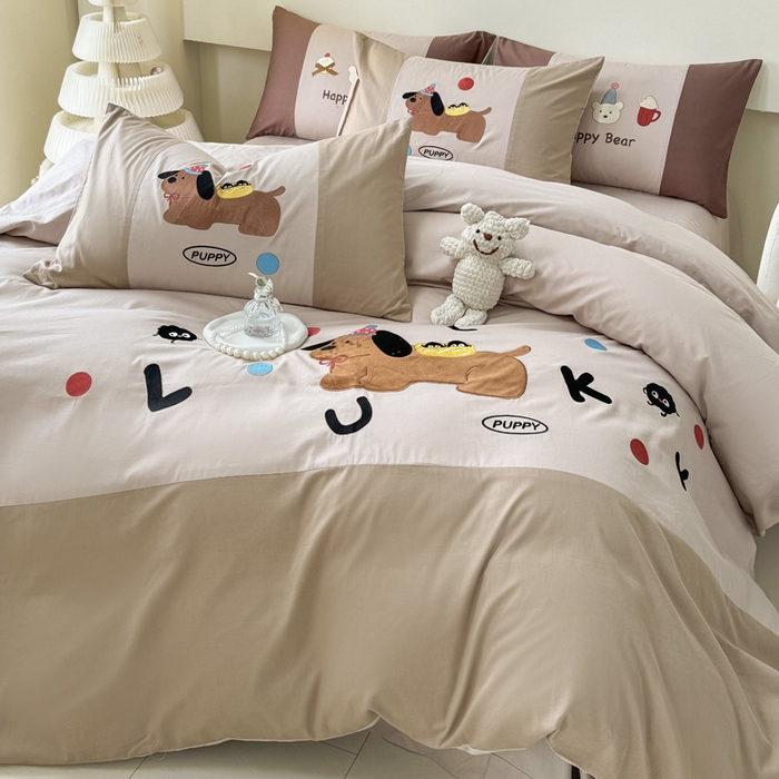 91家纺网 家纺一手货源 找家纺 （总）波比可可 2026新款全棉纯棉可爱刺绣四件套