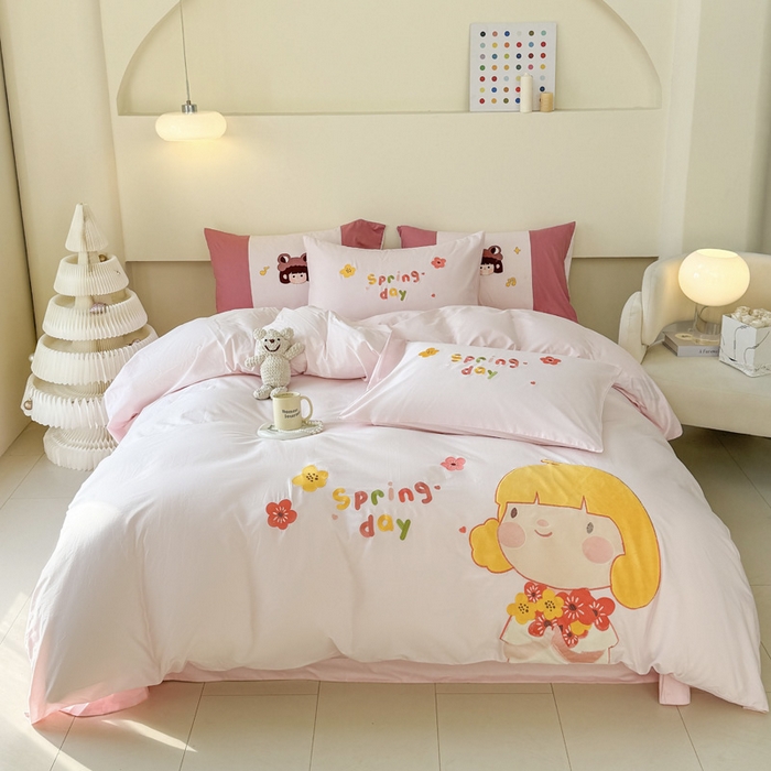 91家纺网 家纺一手货源 找家纺 （总）波比可可 2026新款全棉纯棉可爱刺绣四件套