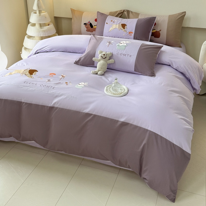 91家纺网 家纺一手货源 找家纺 波比可可 2026新款全棉纯棉可爱刺绣四件套 魔法小风车