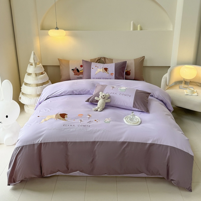 波比可可 2026新款全棉纯棉可爱刺绣四件套 魔法小风车