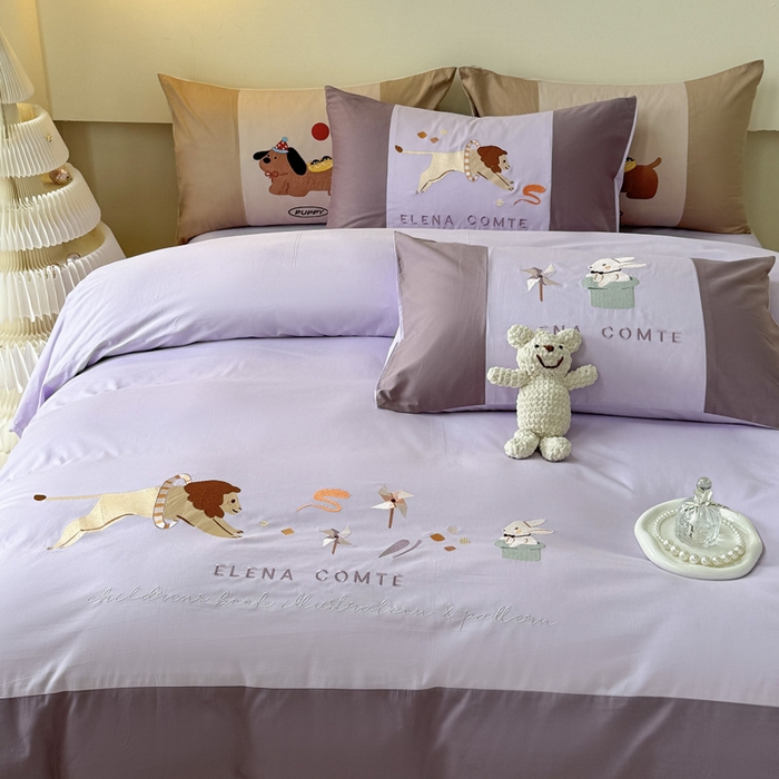 91家纺网 家纺一手货源 找家纺 波比可可 2026新款全棉纯棉可爱刺绣四件套 魔法小风车