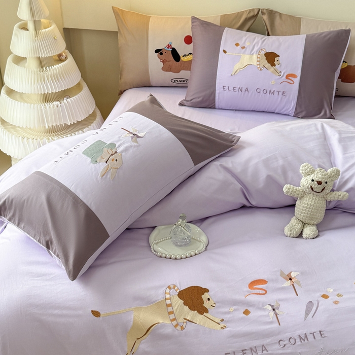 91家纺网 家纺一手货源 找家纺 波比可可 2026新款全棉纯棉可爱刺绣四件套 魔法小风车