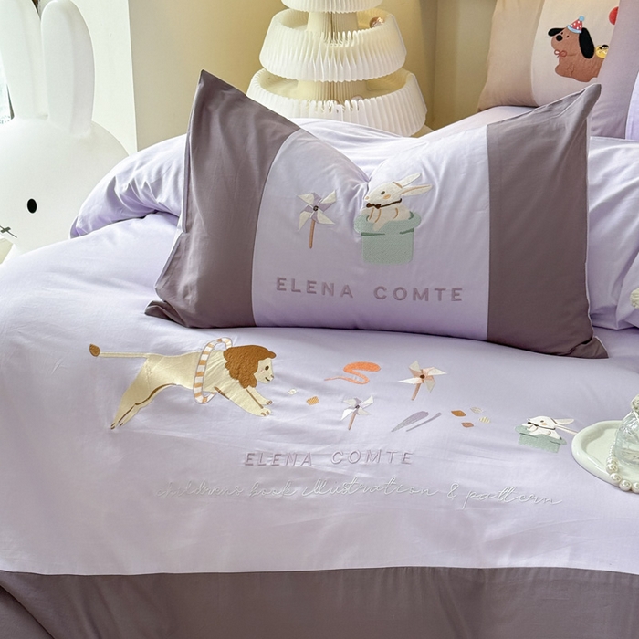 91家纺网 家纺一手货源 找家纺 波比可可 2026新款全棉纯棉可爱刺绣四件套 魔法小风车