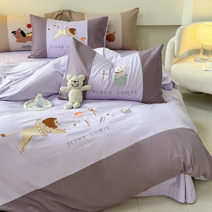 91家纺网 家纺一手货源 找家纺 波比可可 2026新款全棉纯棉可爱刺绣四件套 魔法小风车