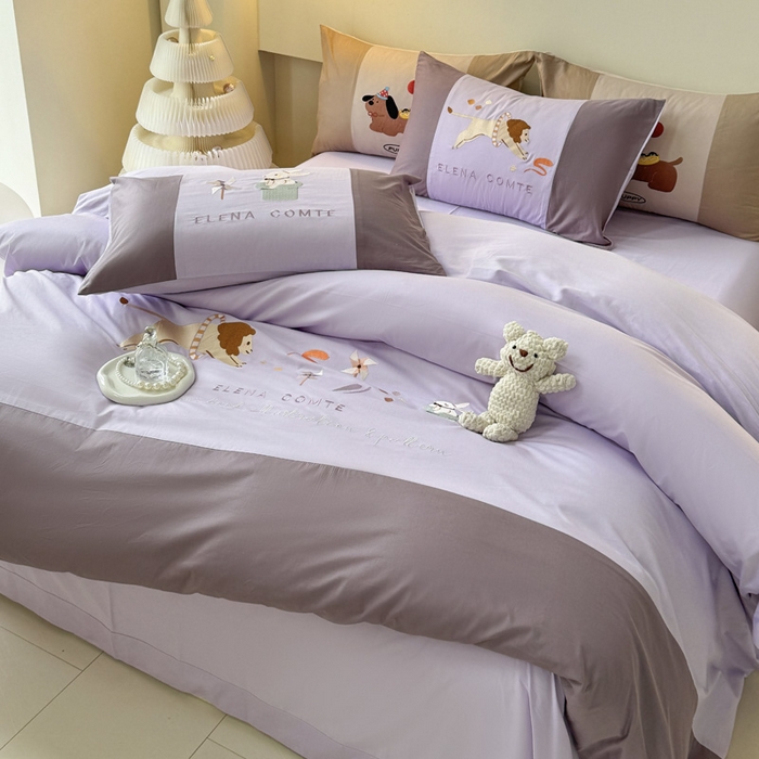 91家纺网 家纺一手货源 找家纺 波比可可 2026新款全棉纯棉可爱刺绣四件套 魔法小风车