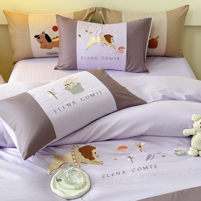 91家纺网 家纺一手货源 找家纺 波比可可 2026新款全棉纯棉可爱刺绣四件套 魔法小风车