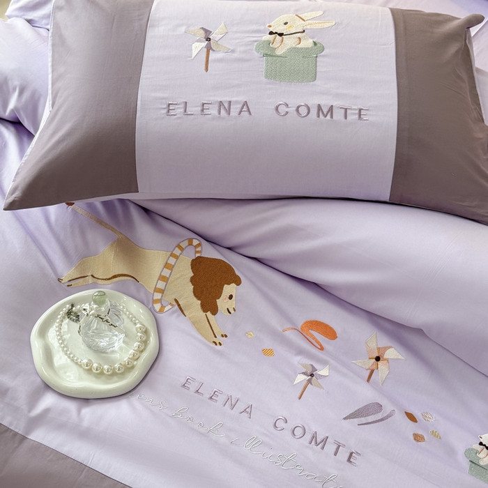 91家纺网 家纺一手货源 找家纺 波比可可 2026新款全棉纯棉可爱刺绣四件套 魔法小风车