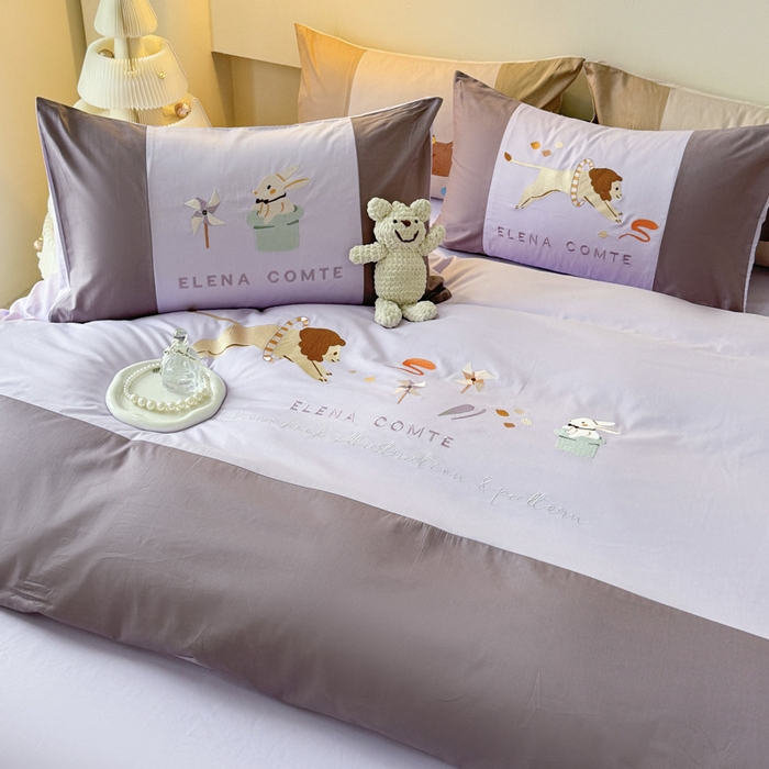 91家纺网 家纺一手货源 找家纺 波比可可 2026新款全棉纯棉可爱刺绣四件套 魔法小风车