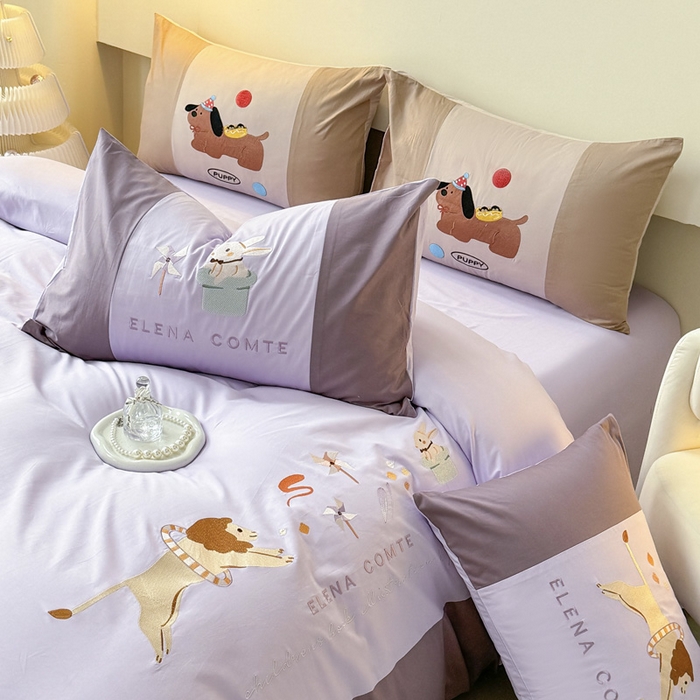 91家纺网 家纺一手货源 找家纺 波比可可 2026新款全棉纯棉可爱刺绣四件套 魔法小风车