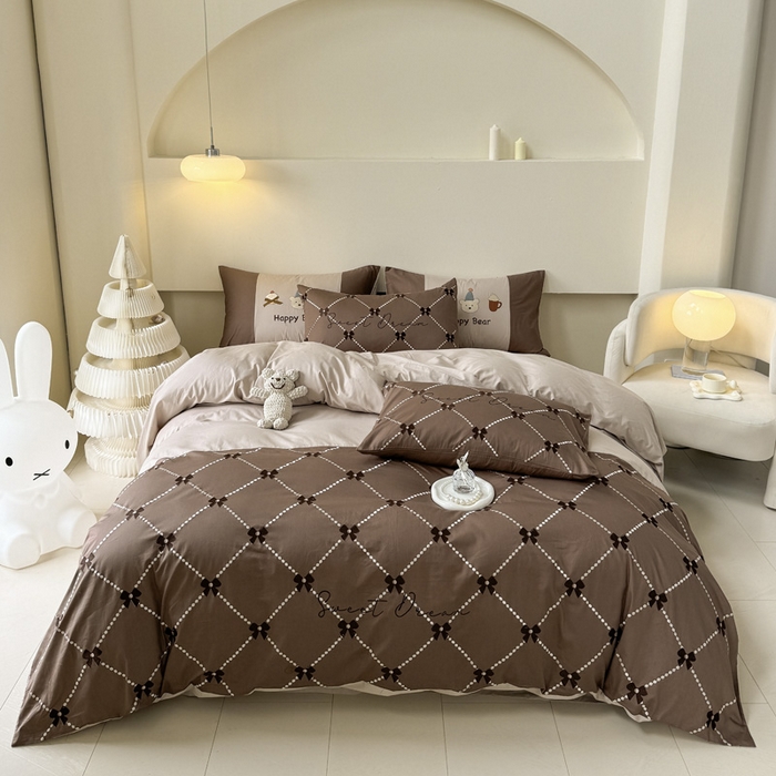 波比可可 2026新款全棉纯棉可爱刺绣四件套 小包包