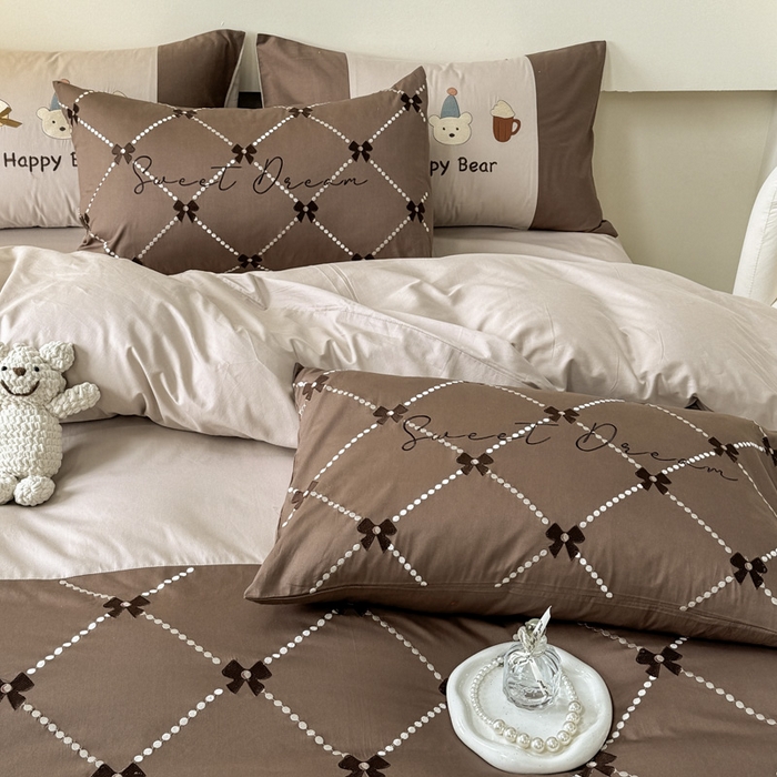 91家纺网 家纺一手货源 找家纺 波比可可 2026新款全棉纯棉可爱刺绣四件套 小包包