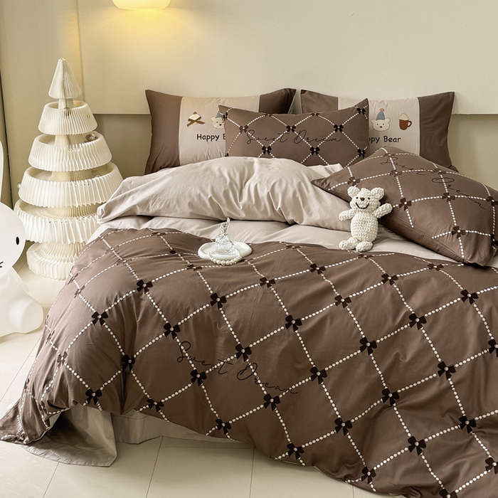 91家纺网 家纺一手货源 找家纺 波比可可 2026新款全棉纯棉可爱刺绣四件套 小包包