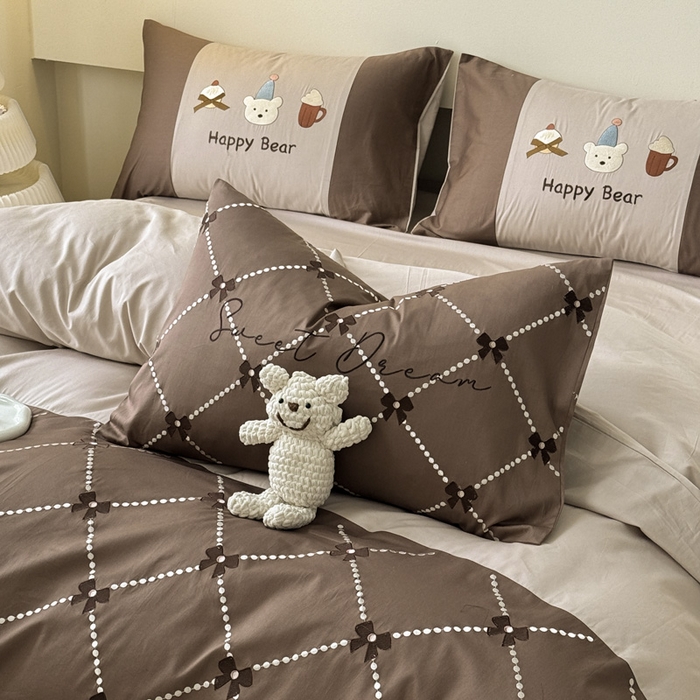 91家纺网 家纺一手货源 找家纺 波比可可 2026新款全棉纯棉可爱刺绣四件套 小包包