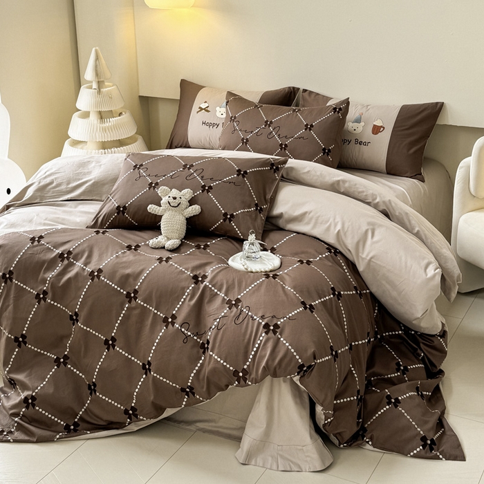 91家纺网 家纺一手货源 找家纺 波比可可 2026新款全棉纯棉可爱刺绣四件套 小包包