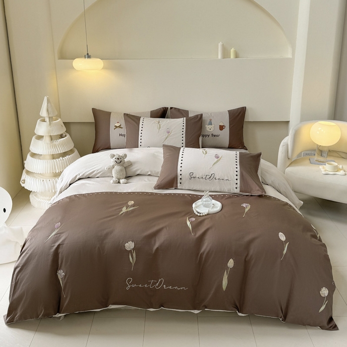 波比可可 2026新款全棉纯棉可爱刺绣四件套 郁金香