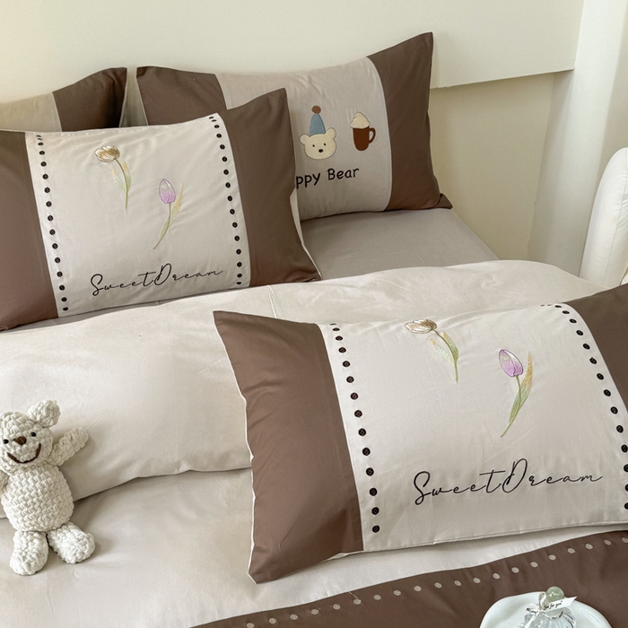 91家纺网 家纺一手货源 找家纺 波比可可 2026新款全棉纯棉可爱刺绣四件套 郁金香