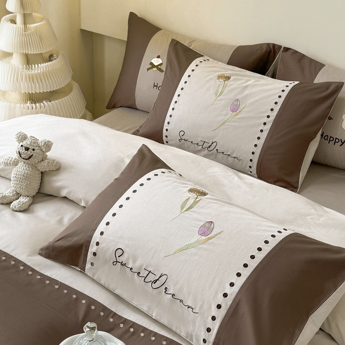 91家纺网 家纺一手货源 找家纺 波比可可 2026新款全棉纯棉可爱刺绣四件套 郁金香