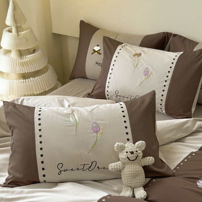 91家纺网 家纺一手货源 找家纺 波比可可 2026新款全棉纯棉可爱刺绣四件套 郁金香