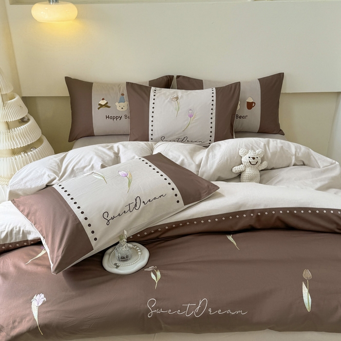 91家纺网 家纺一手货源 找家纺 波比可可 2026新款全棉纯棉可爱刺绣四件套 郁金香