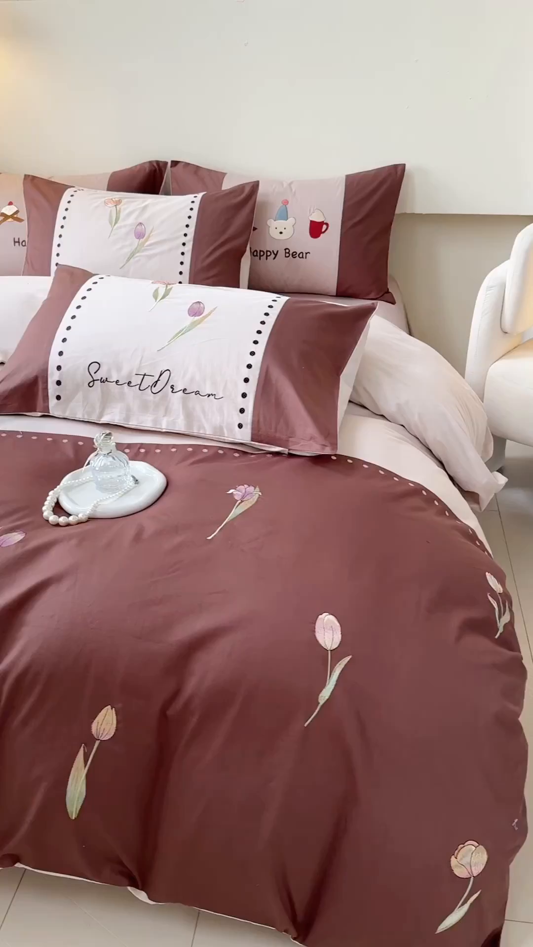 91家纺网 家纺一手货源 找家纺 波比可可 2026新款全棉纯棉可爱刺绣四件套 郁金香