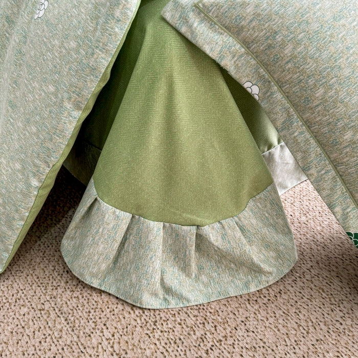 91家纺网 家纺一手货源 找家纺 凌鼎 2025新款喷气加厚磨毛四件套系列2山茶诗篇-绿