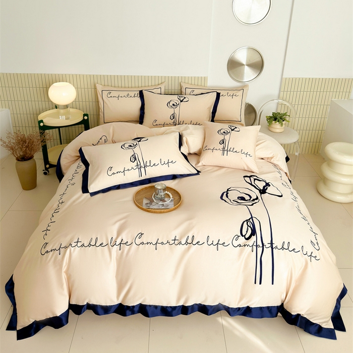 91家纺网 家纺一手货源 找家纺 （总）波比可可 2026新款50s长绒棉纯棉全棉居家轻奢刺绣四件套