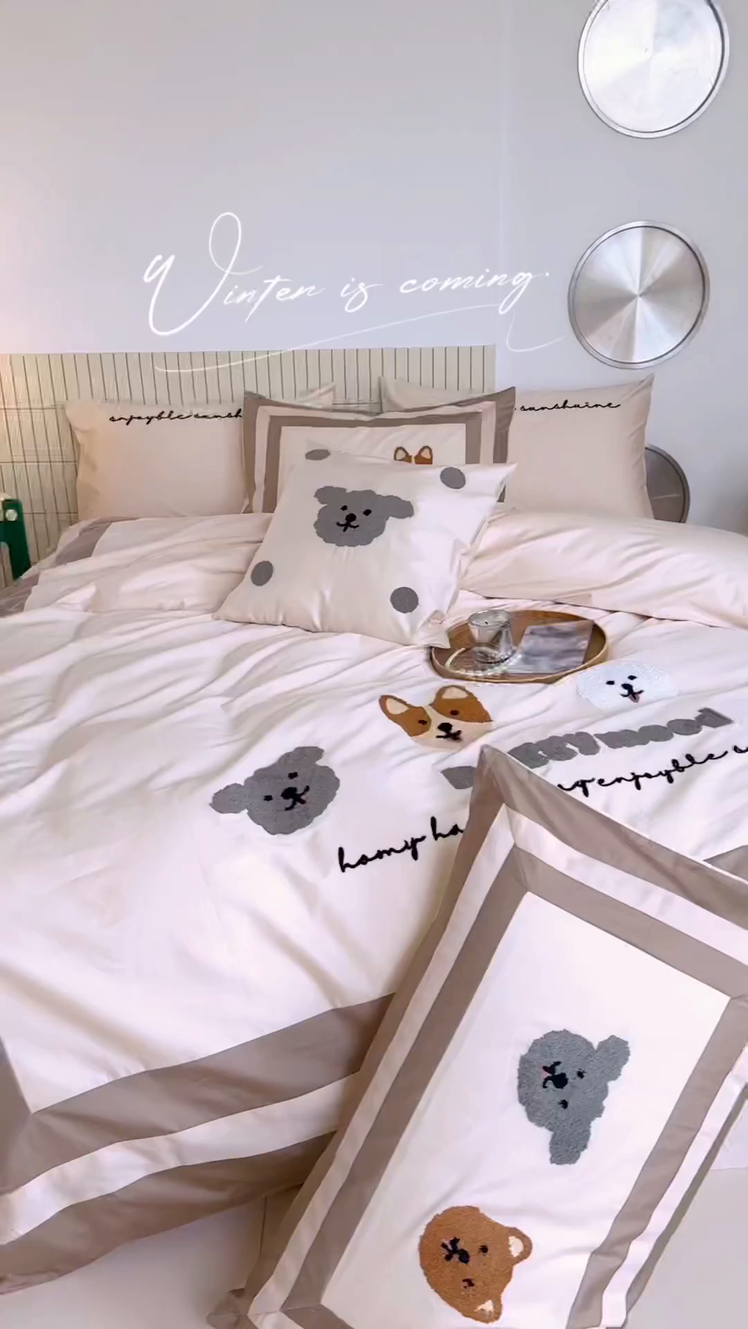 91家纺网 家纺一手货源 找家纺 波比可可 2026新款50s长绒棉纯棉全棉居家轻奢刺绣四件套 快乐狗