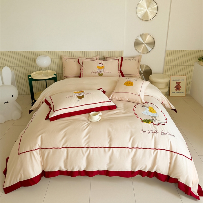 波比可可 2026新款50s长绒棉纯棉全棉居家轻奢刺绣四件套 礼物