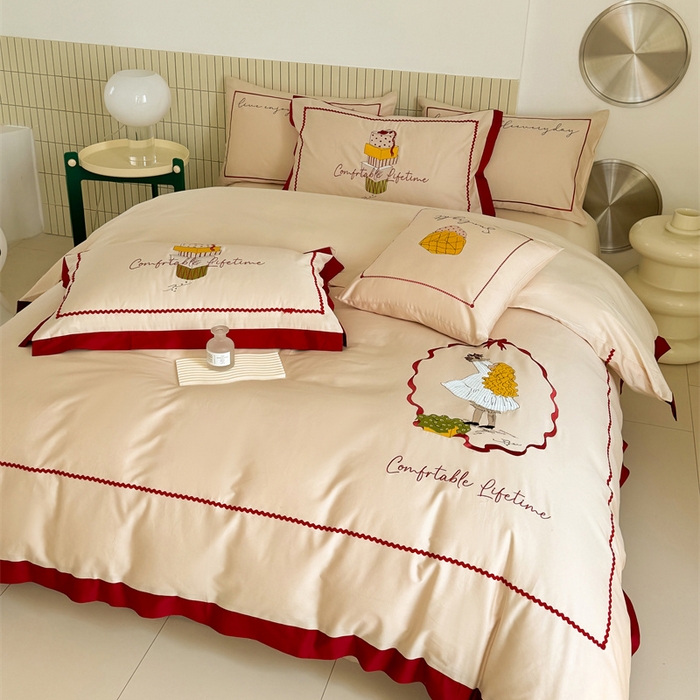 91家纺网 家纺一手货源 找家纺 波比可可 2026新款50s长绒棉纯棉全棉居家轻奢刺绣四件套 礼物