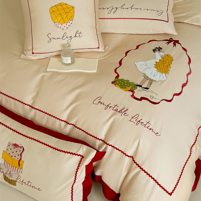 91家纺网 家纺一手货源 找家纺 波比可可 2026新款50s长绒棉纯棉全棉居家轻奢刺绣四件套 礼物